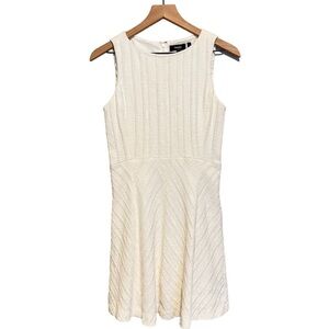Theory Classic Flare in Off-White Cailen Tweed Sleeveless Dress Size 6